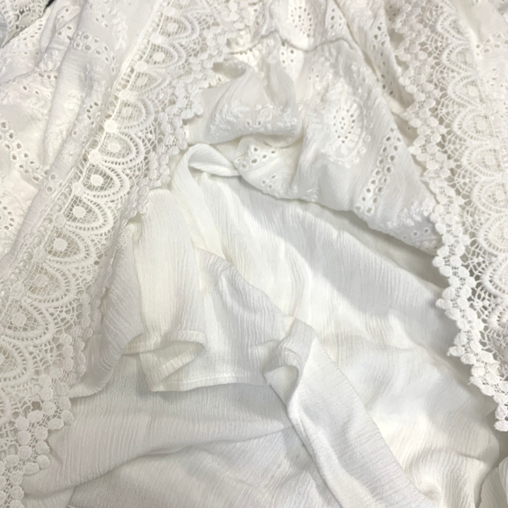 Karen Kane Womens Off White Embroidered Eyelet Off Shoulder Dress XL - Picture 6 of 16
